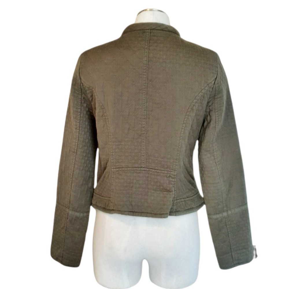 Anthro Hei Hei Army Green Quilted 100% Cotton Zip Front Jacket S - Picture 6 of 10